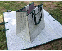 Tapis de pique-nique pliable d'extérieur avec sac de transport, fermeture éclair, imperméable, en polyester, couleur unie, toutes saisons, pour la plage et le camping, portable