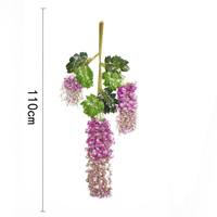 Bunga Wisteria Buatan 43,3 inci Siap Kirim, Garland Wisteria Sutra 110cm untuk Dekorasi Pernikahan, Plafon, Rumah, dan Pesta