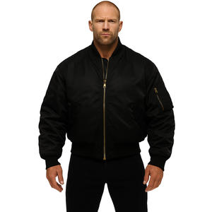 Chaqueta de vuelo MA-1 para hombre, talla grande, cortavientos de poliéster con cremallera bordada y cuello alto para primavera, con apliques - Product Image 2