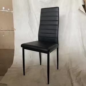 Chaises de salle à manger en cuir PU à dossier haut, pieds en métal, meubles de maison à vendre, chaises de salle à manger bon marché, sillas de comedor noires - Product Image 4
