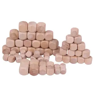 Tutto Il Formato Cubic Dadi di Legno Naturale In Bianco Perline Per Bambini FAI DA TE Decorazione Giochi Mestiere D6 Gioco di Dadi