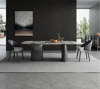 Fournisseur de tables à manger multifonctionnelles modernes OEM&ODM, table de salle à manger en pierre frittée de luxe à finition brillante pour hôtel, hall, appartement