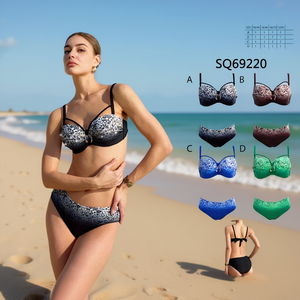 Maillot de bain une pièce HDJ grande taille, effet ventre plat, dos croisé, imprimé floral, push-up SQ69220 - Product Image 3