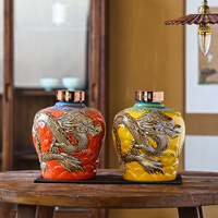 Jingdezhen fait à la main Dragon Art bouteille en céramique bouteille de vin Relief bouteille de vin en porcelaine avec bouchon d'étanchéité