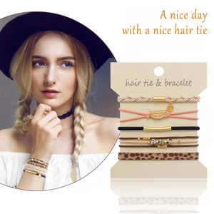 Phụ Nữ Cổ Điển Boho Thiết Kế Ban Nhạc Tóc Thiết Lập Đàn Hồi Tóc Quan hệ Vòng Đeo Tay Với Kim Loại Quyến Rũ - Product Image 1