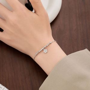 Dylam Luxurious Design S925 Silver Double Layers Chain Beads Five-petal Flower Pendant <b>Adjustable</b> Length Bangles & <b>Bracelets</b> - Product Image 4