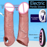 Anneau vibrant télécommandé pour homme, manchon pénien creux en silicone souple, amplificateur et extenseur de pénis