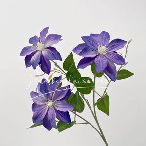 Fleurs artificielles de clematis, branche unique en soie, haute simulation, pour décorations de mariage et de maison - Product Image 3