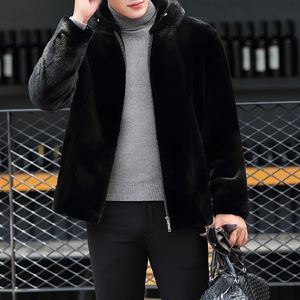 <span class=keywords><strong>Cappotto</strong></span> da <span class=keywords><strong>Uomo</strong></span> di Lusso in Vera Pelliccia di <span class=keywords><strong>Visone</strong></span> Cinese Morbida e Liscia con Cappuccio per l'Inverno - Product Image 2