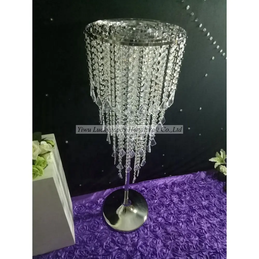 LDJ910 elegante 5 strato di argento da tavola di nozze centrotavola acrilico lampadario di cristallo