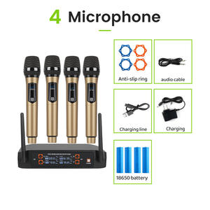 RAYHAYES R-06 무선 마이크 시스템 4 채널 듀얼 핸드헬드 <span class=keywords><strong>Uhf</strong></span> 전문 노래방 마이크 - Product Image 6