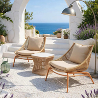 Ensemble de meubles de patio en rotin pour l'extérieur, ensemble bistrot de jardin 3 pièces, chaise et table d'appoint tressées à la main pour villa, balcon, cour