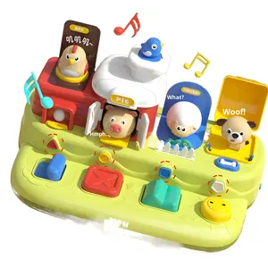 Jouet éducatif précoce pour bébé : Boîte à boutons interactive avec éclairage, musique, thème ferme et <span class=keywords><strong>jeu</strong></span> de cache-cache pop-up - Product Image 1