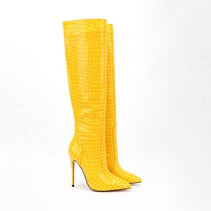 Short Style Snakeskin High Heel <b>Boots</b> Pointy Toe Solid Fashion Women Shoes Knee High <b>Boots</b> Slip-on Big Size 47 - Product Image 5