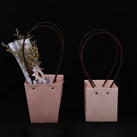 Evergreenwrap Wholesale Christmas Pink Kraft Paper Tote Bags Square Thick Waterproof Mini Bouquet Gift Bags
