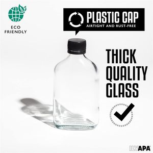 Bouteille en verre vide avec bouchons, flacon de poche pour liqueurs, bouteilles transparentes pour sauces, whisky, sodas et autres boissons - Product Image 4