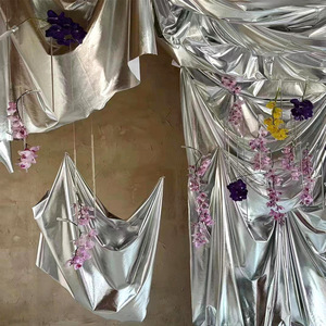 Décorations de mariage pour la réception Rideaux en argent brillant Fond de scène Décoration de plafond Tissu d'estampage à chaud - Product Image 5