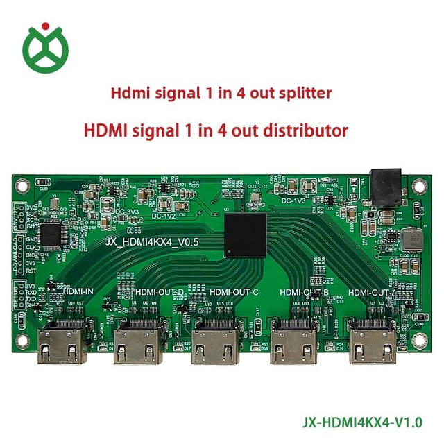 JX 1-in-4-out for Splitter Adapter Motherboard Loops the Signal to Four Display Outputs Support 4K Resolution