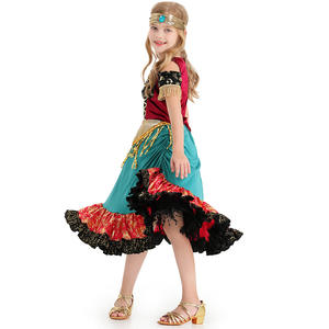 Gypsy Family <span class=keywords><strong>Flamenco</strong></span> Girl <span class=keywords><strong>Robe</strong></span> de spectacle de danse à lacets à paillettes bohème - Product Image 5