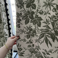 Panel Jendela Jacquard Motif Bunga Hijau Cerah dengan Desain Semi Transparan untuk Ruang Tamu dan Gaya Jendela Bay