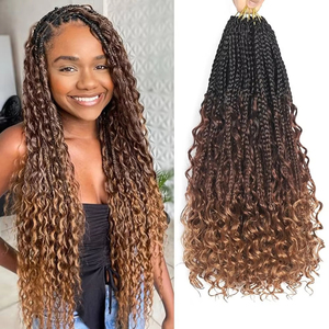 BELEZA Fábrica al por mayor Diosa Locs Caja desordenada Trenzas Crochet Bohemian Hair Curly Pre-Looped Boho <span class=keywords><strong>River</strong></span> Box Trenzado - Product Image 4
