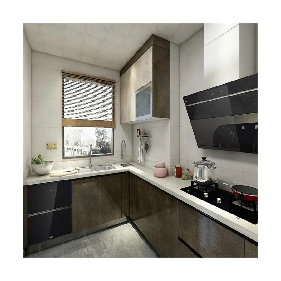 Gabinete de cocina modular de marca, muebles de hogar personalizados de lujo para cocina, gabinete de cocina modular barato con Isla