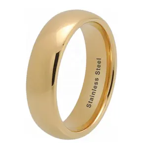 Cools tyle Schmuck 6mm Großhandel Classic Domed Fashion Verlobung Ehering 316L Gold Edelstahl Ring für Männer Frauen
