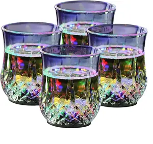 Plastic Flashing Light Automatic Water Activated Color Changing Wine Whisky Beer Cola Juice Drinkware Mugs Shot Glass for Bar