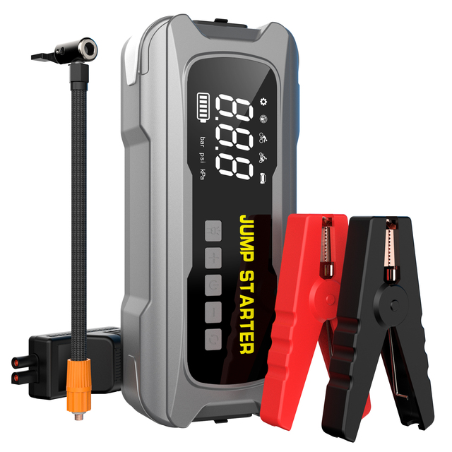 4000A Peak 12000mAh Heavy-Duty Car Jump Starter 150PSI Air Compressor Tire Pressure Emergency Power Bank for SUV Truck Diesel