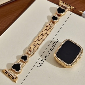 สายนาฬิกาข้อมือโลหะรูปหัวใจประดับเพชร ดีไซน์หรูหรา สำหรับ Apple Watch ขนาด 40 มม. 41 มม. 42 มม. 45 มม. 49 มม. - Product Image 4