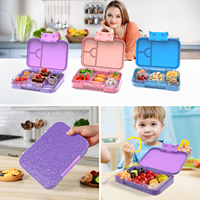 Boîte à lunch pour tout-petits AOHEA, 4 compartiments, boîte bento avec 2 inserts amovibles, certifiée CPC, sans BPA, boîte à lunch pour enfants