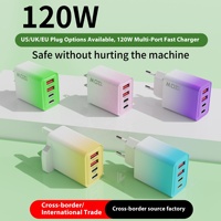 Chargeur rapide multifonction 4 ports double USB et double Type-C 120W, adaptateur secteur USB Type-C PD pour Samsung/Xiaomi/Autres appareils Android