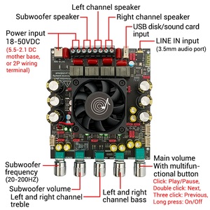 Bo mạch khuếch đại âm thanh Bluetooth 2.1 kênh ZK-AS21P, công suất 300WX2+600W, âm thanh nổi, chip khuếch đại âm trầm công suất cao, sản phẩm IC - Product Image 2
