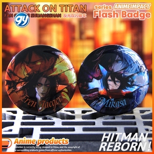 เข็มกลัดหมุดสะท้อนแสงคู่สะท้อนแสงลายโจมตีบนไททัน <span class=keywords><strong>Mikasa</strong></span> <span class=keywords><strong>Eren</strong></span> Levi ของขวัญสำหรับอนิเมะการกระทำ - Product Image 2