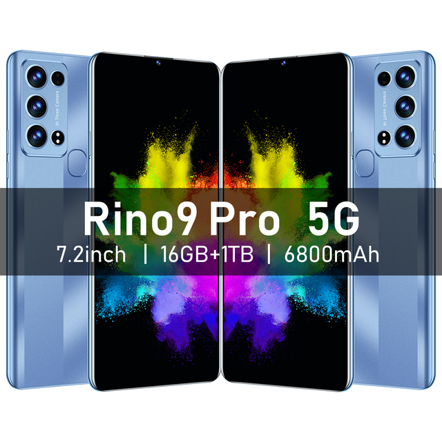 Rino9 Pro Camera Big Memory 5G Unlocked Global Shockproof Fingerprint Mobile Phone