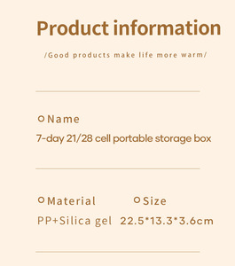 Organisateur de pilules portable OEM, planificateur de vitamines 7 jours, boîtes à pilules quotidiennes amovibles, boîtes à médicaments de voyage mensuelles AM/PM pour le rangement - Product Image 6
