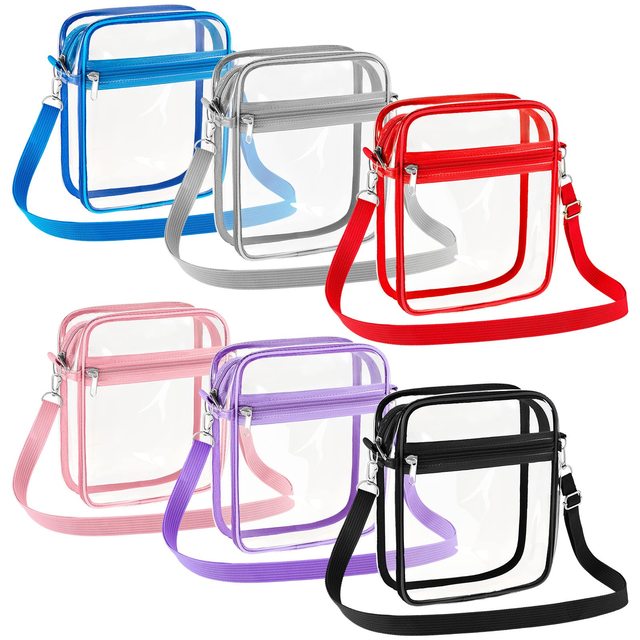 Colorful Stadium Approved Transparent Shoulder Purse Messenger Bag PVC See Through Clear Crossbody Bag for Sports Concert Work