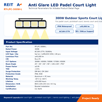 Luz LED para Cancha de Pickleball y Tenis, Exterior, IP66, Estadio Deportivo, 160LM/W, 300W, 500W, 600W, COB, Alta Luminosidad, Antideslumbrante