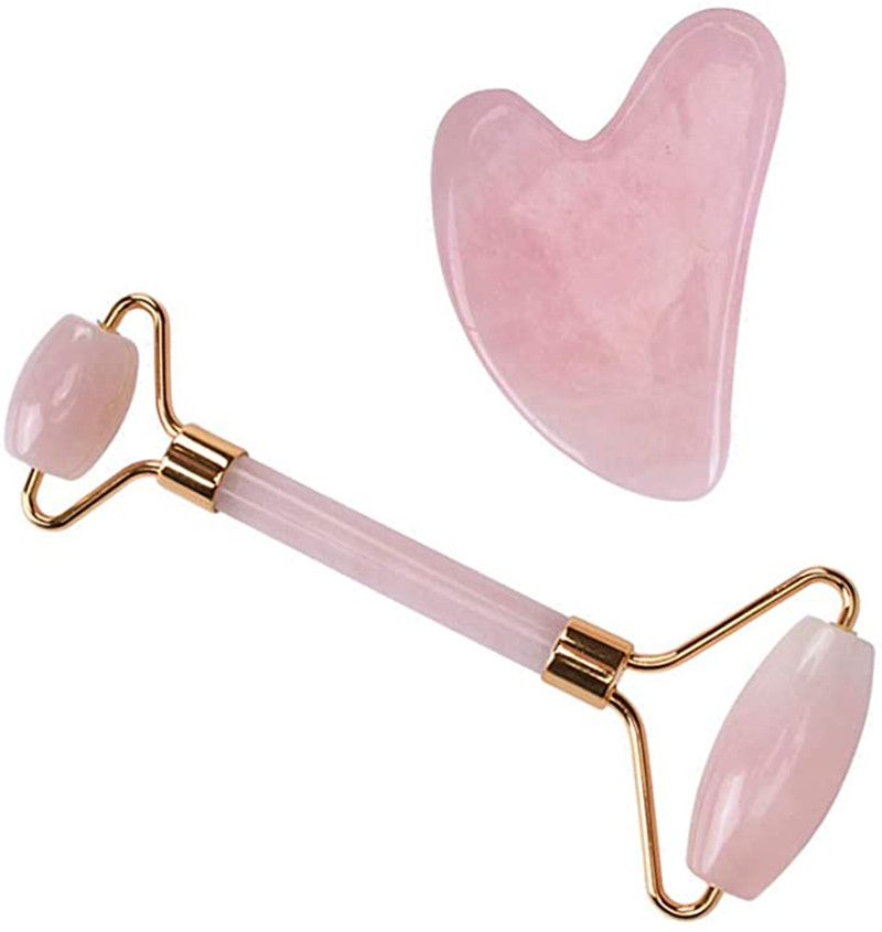 Natural rose quartz jade roller Massage Tools face massage tools double head jade roller