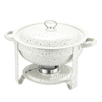 Chauffe-plat de luxe en acier inoxydable à motif marbre, 4,5 L, à gaz, pour buffet et traiteur, noir, or et marbre