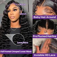 Perruques en cheveux humains indiens bruts ondulés en gros, perruques frontales complètes HD 13x4 transparentes en dentelle pour femmes noires