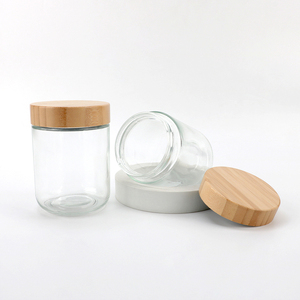 Pot en verre transparent hermétique de 500 ml pour la cuisine, le café, le thé, les épices et les produits en vrac, avec couvercle en bambou naturel - Product Image 1