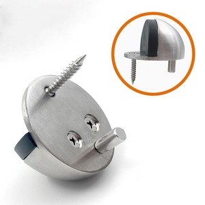 Stainless Steel Door Stopper Hemispherical With Rubber Bumper Floor <b>Mount</b> For Glass Door - Product Image 1