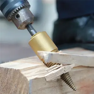 Wood Splitting Drill Bit Cone Firewood Log Splitter With Welded Shank