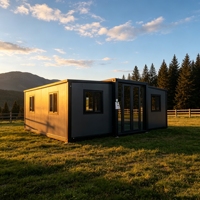 Maison conteneur préfabriquée de 20 pieds avec système d'énergie solaire, 2 chambres, maison modulaire à panneaux sandwich pour villa ou atelier