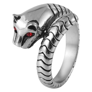 yunnique Stainless Steel <b>Cat</b> <b>Ring</b> Red Eyes Men's Animal Zodiac Jewelry Gift Style - Product Image 5