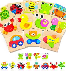 Holzpuzzles Kleinkind-Spielzeug Geschenke fü<span class=keywords><strong>r</strong></span> 1 <span class=keywords><strong>2</strong></span> 3 Jahre alte Jungen Mädchen Tier-Puzzlespiele Montessori Lernspielzeug Pädagogische Geschenke - Product Image 1