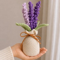 Poupée en crochet faite main, plante en pot de lavande, cadeau d'entraînement émotionnel, décoration de bureau amusante, tricot à la main