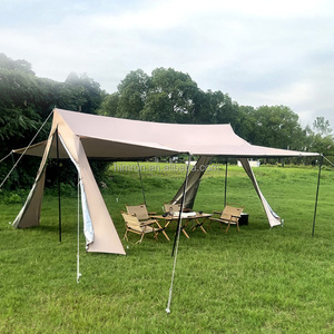 เต็นท์ผ้าใบพับได้ขนาดใหญ่สีกากีสำหรับตั้งแคมป์กลางแจ้ง ป้องกันแดดและฝน เหมาะสำหรับการเดินป่า - Product Image 4