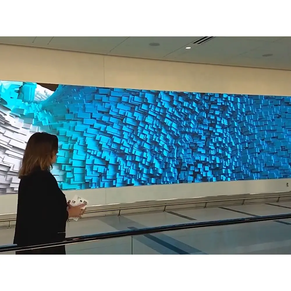 Interior paisaje aeropuerto medios pantalla paneles vestíbulo Led Video pared